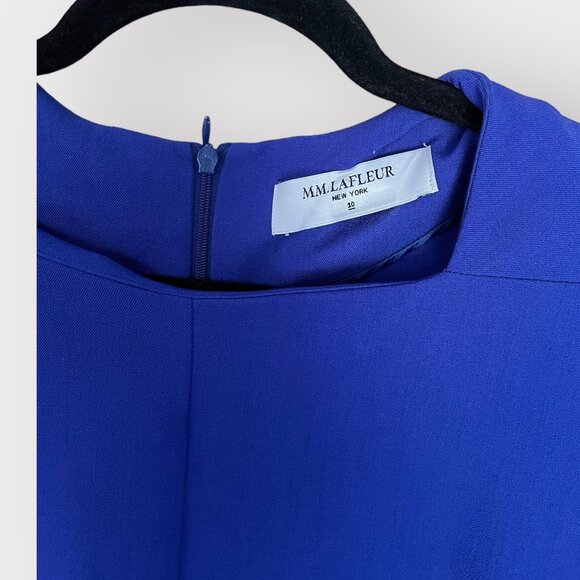M.M. LaFleur Size 10 Cobalt Blue The Emily Short Sleeve Square Neck A-Line Dress - Picture 3 of 9